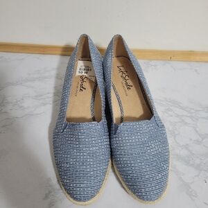 Life Stride Velocity 2.0 Blue "Kamilla" Slip-On Wedge Heel Loafers, 10W. NEW